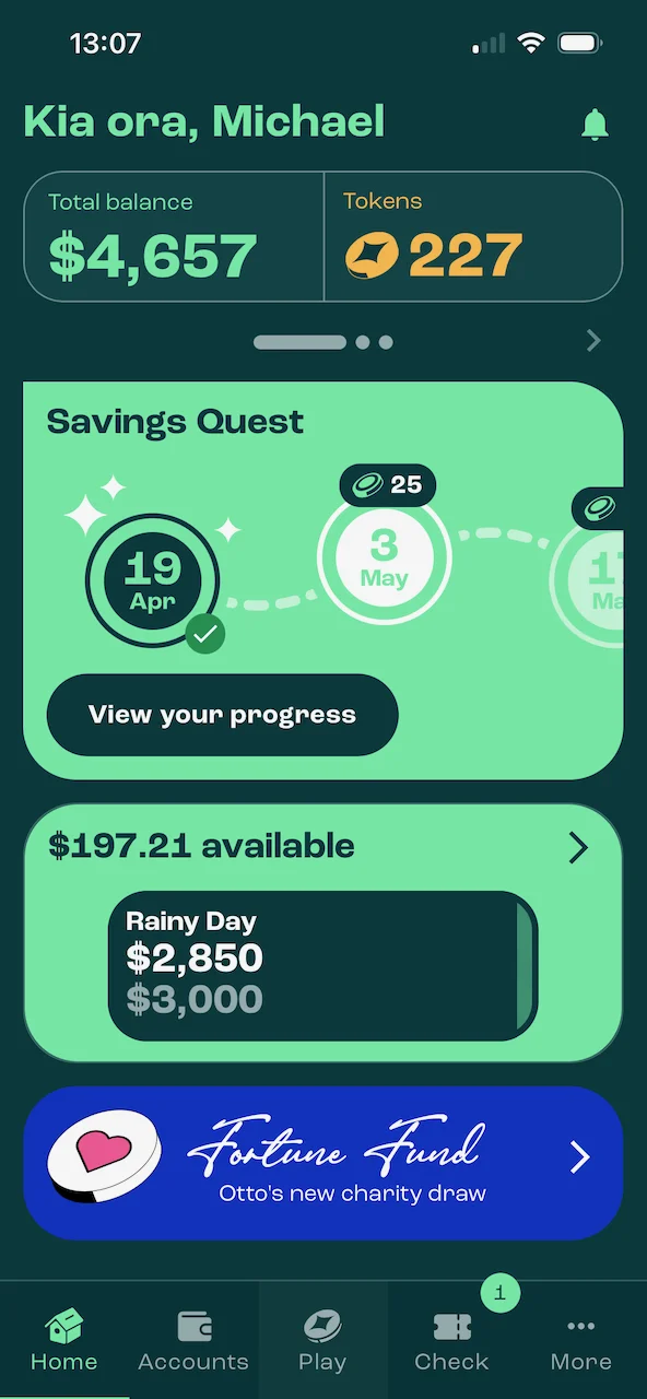 Otto dashboard showing all your accounts